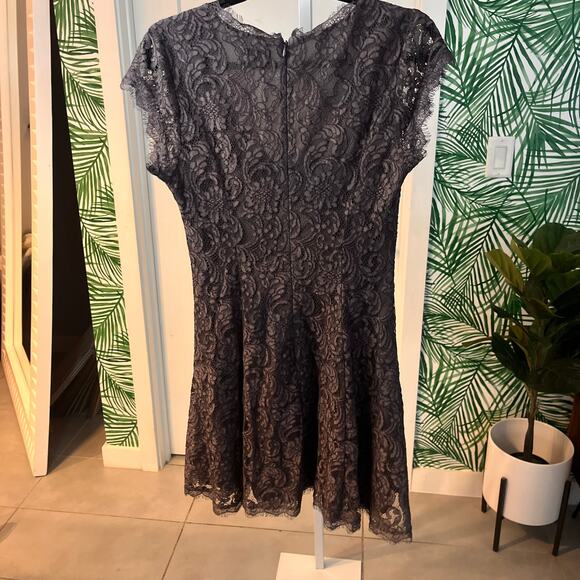 Joie Women's Steel Gray Eshe Fit Flare Scoop Neckline Lace Mini Dress Size 10 - Picture 5 of 11